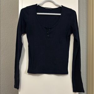 Brandy Melville Navy Long Sleeve Top